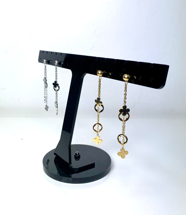 Clover Drop Chain Earrings