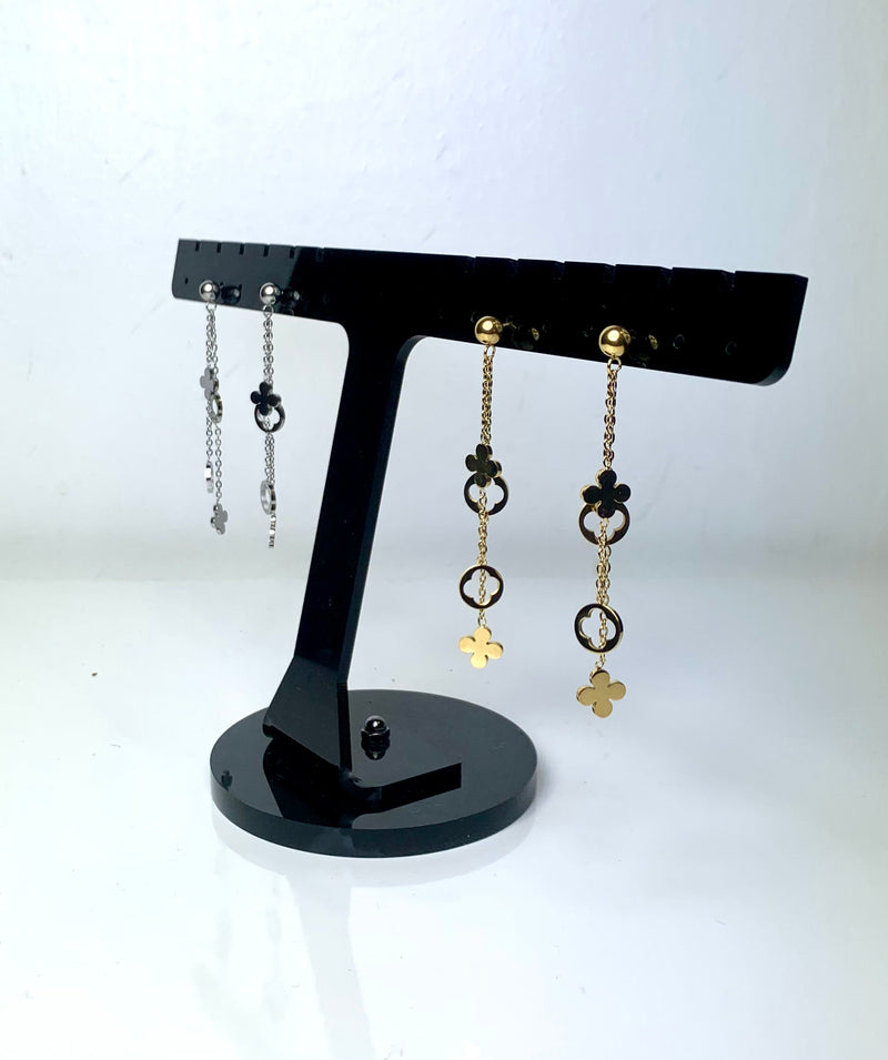 Clover Drop Chain Earrings