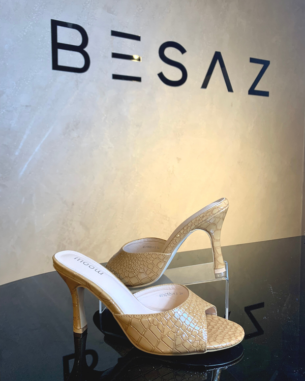 Ruby Beige Mule Heels