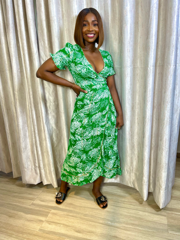 Jordan Green Wrap Style Dress